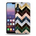 Дизайнерский силиконовый с усиленными углами чехол для Huawei P20 Pro Геометрический мрамор