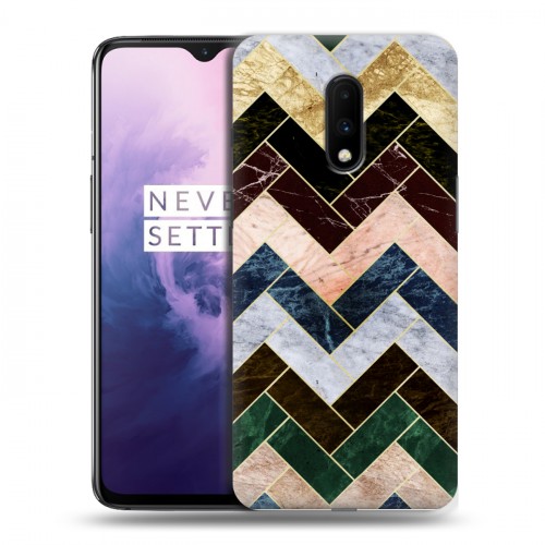 Дизайнерский пластиковый чехол для OnePlus 7 Геометрический мрамор