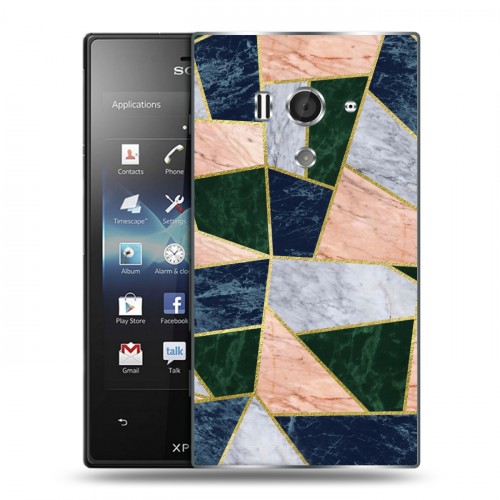 Дизайнерский пластиковый чехол для Sony Xperia acro S Геометрический мрамор