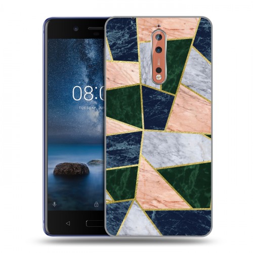 Дизайнерский пластиковый чехол для Nokia 8 Геометрический мрамор