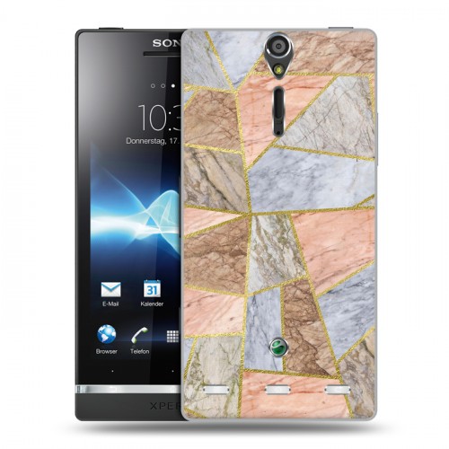 Дизайнерский пластиковый чехол для Sony Xperia S Геометрический мрамор