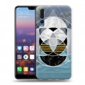 Дизайнерский силиконовый с усиленными углами чехол для Huawei P20 Pro Геометрический мрамор