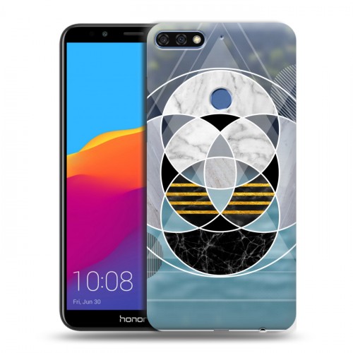 Дизайнерский пластиковый чехол для Huawei Honor 7C Pro Геометрический мрамор