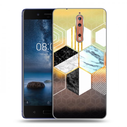 Дизайнерский пластиковый чехол для Nokia 8 Геометрический мрамор