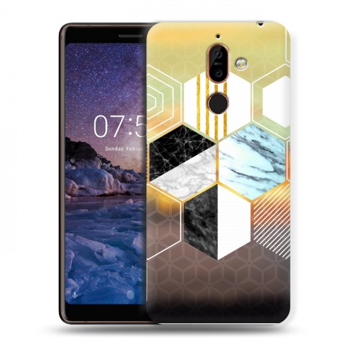 Дизайнерский пластиковый чехол для Nokia 7 Plus Геометрический мрамор