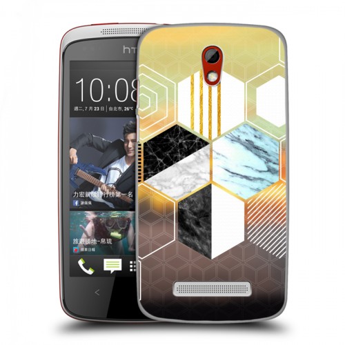 Дизайнерский пластиковый чехол для HTC Desire 500 Геометрический мрамор