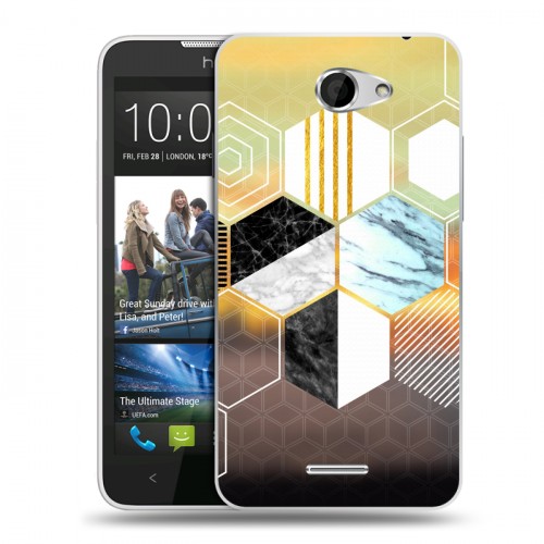 Дизайнерский пластиковый чехол для HTC Desire 516 Геометрический мрамор