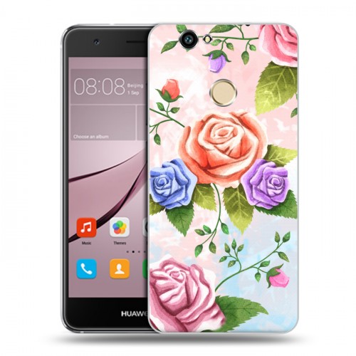 Дизайнерский силиконовый с усиленными углами чехол для Huawei Nova Романтик цветы
