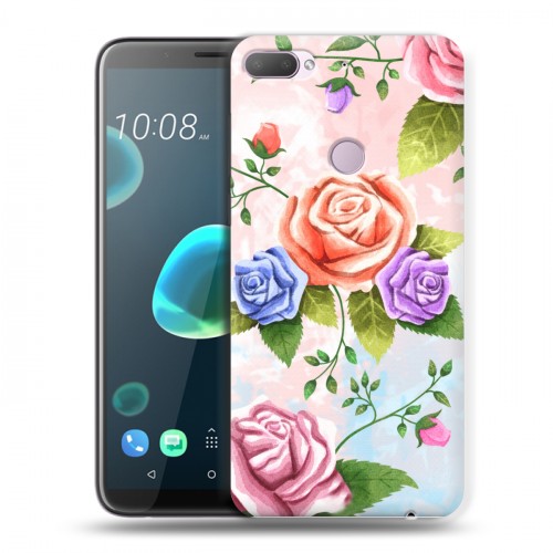 Дизайнерский пластиковый чехол для HTC Desire 12 Plus Романтик цветы