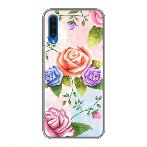 Дизайнерский силиконовый чехол для Samsung Galaxy A50 Романтик цветы