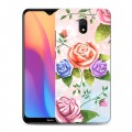 Дизайнерский силиконовый с усиленными углами чехол для Xiaomi RedMi 8A Романтик цветы