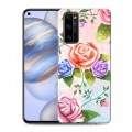 Дизайнерский силиконовый с усиленными углами чехол для Huawei Honor 30 Романтик цветы