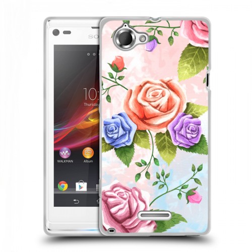 Дизайнерский пластиковый чехол для Sony Xperia L Романтик цветы