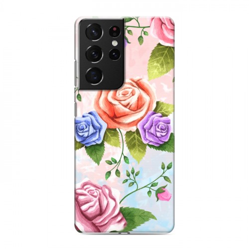 Дизайнерский пластиковый чехол для Samsung Galaxy S21 Ultra Романтик цветы