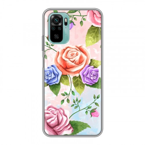 Дизайнерский силиконовый чехол для Xiaomi RedMi Note 10 Романтик цветы