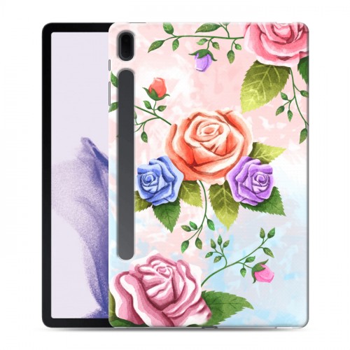 Дизайнерский пластиковый чехол для Samsung Galaxy Tab S7 FE Романтик цветы
