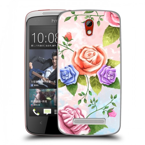 Дизайнерский пластиковый чехол для HTC Desire 500 Романтик цветы