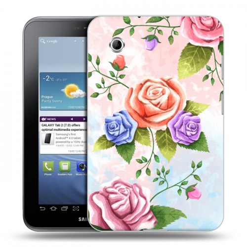 Дизайнерский силиконовый чехол для Samsung Galaxy Tab 2 7.0 Романтик цветы