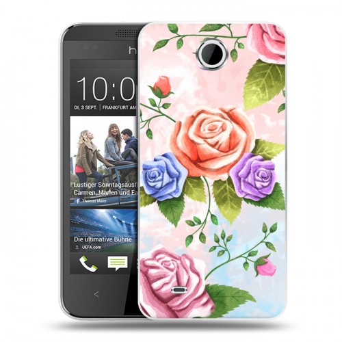 Дизайнерский силиконовый чехол для HTC Desire 300 Романтик цветы