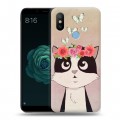Дизайнерский силиконовый чехол для Xiaomi Mi A2 Животные с цветами