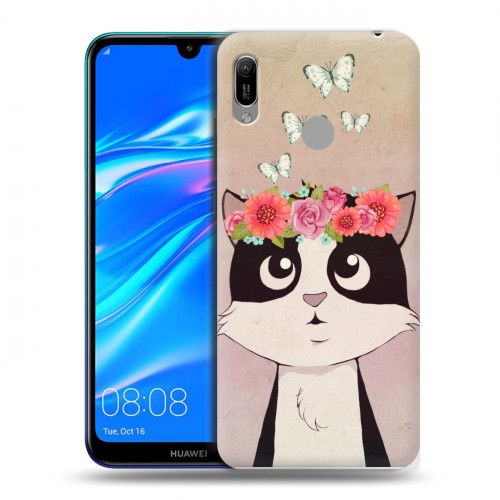 Дизайнерский пластиковый чехол для Huawei Y6 (2019) Животные с цветами