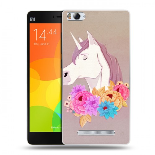 Дизайнерский пластиковый чехол для Xiaomi Mi4i Животные с цветами