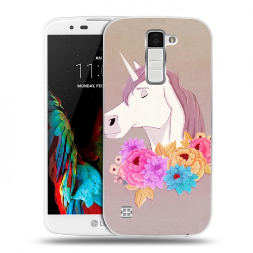 Дизайнерский пластиковый чехол для LG K10 Животные с цветами