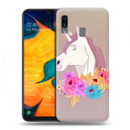 Дизайнерский силиконовый чехол для Samsung Galaxy A30 Животные с цветами