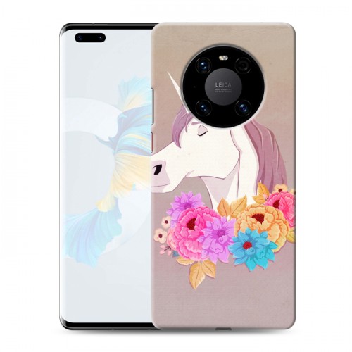 Дизайнерский пластиковый чехол для Huawei Mate 40 Pro Животные с цветами