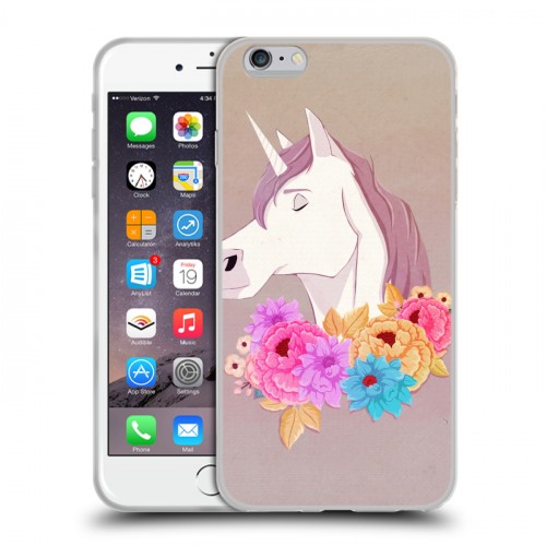 Дизайнерский силиконовый чехол для Iphone 6 Plus/6s Plus Животные с цветами