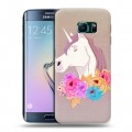 Дизайнерский пластиковый чехол для Samsung Galaxy S6 Edge Животные с цветами