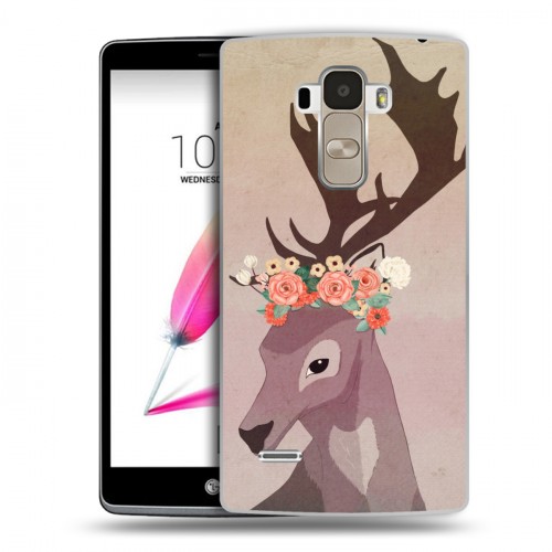 Дизайнерский пластиковый чехол для LG G4 Stylus Животные с цветами