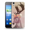 Дизайнерский пластиковый чехол для Huawei Y6 Животные с цветами