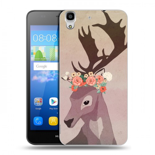 Дизайнерский пластиковый чехол для Huawei Y6 Животные с цветами