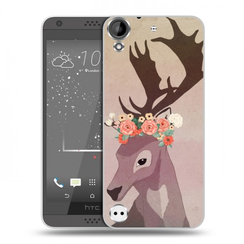 Дизайнерский пластиковый чехол для HTC Desire 530 Животные с цветами