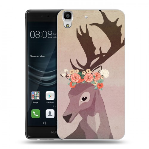 Дизайнерский пластиковый чехол для Huawei Y6II Животные с цветами
