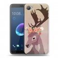 Дизайнерский пластиковый чехол для HTC Desire 12 Животные с цветами