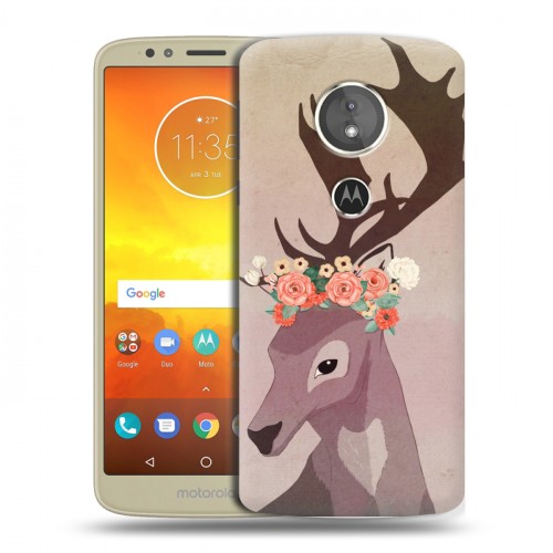 Дизайнерский силиконовый чехол для Motorola Moto E5 Животные с цветами
