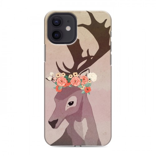 Дизайнерский силиконовый чехол для Iphone 12 Животные с цветами