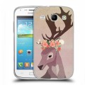 Дизайнерский пластиковый чехол для Samsung Galaxy Core Животные с цветами