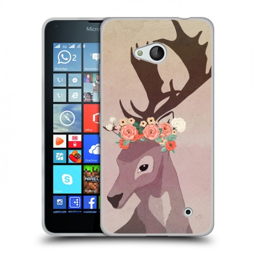 Дизайнерский силиконовый чехол для Microsoft Lumia 640 Животные с цветами