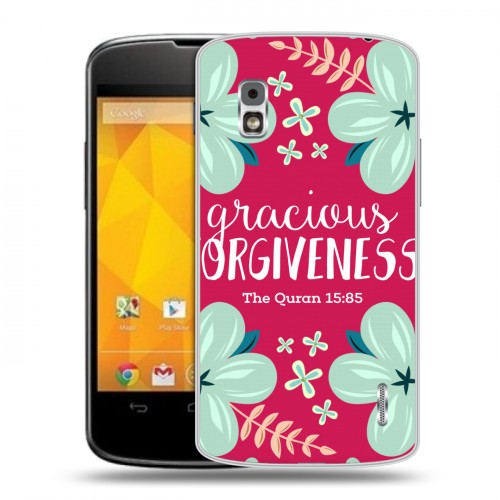 Дизайнерский пластиковый чехол для LG Google Nexus 4 Цветочные надписи