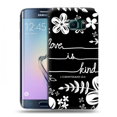 Дизайнерский пластиковый чехол для Samsung Galaxy S6 Edge Цветочные надписи