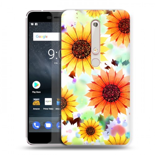 Дизайнерский пластиковый чехол для Nokia 6 (2018) Органические цветы