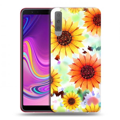 Дизайнерский силиконовый с усиленными углами чехол для Samsung Galaxy A7 (2018) Органические цветы