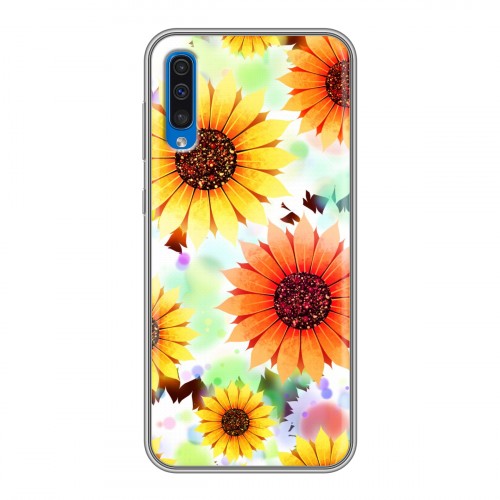 Дизайнерский силиконовый с усиленными углами чехол для Samsung Galaxy A50 Органические цветы