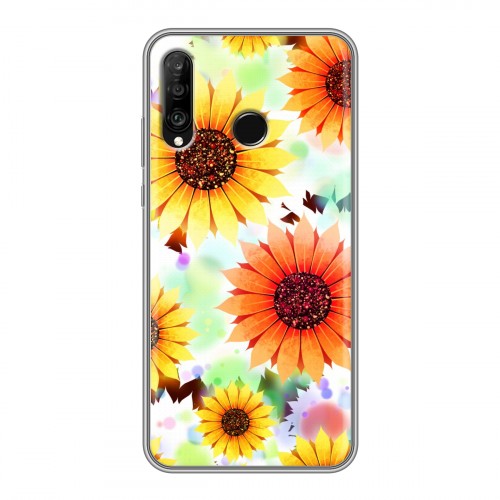 Дизайнерский силиконовый с усиленными углами чехол для Huawei P30 Lite Органические цветы