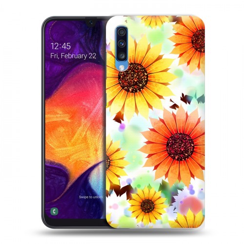 Дизайнерский силиконовый с усиленными углами чехол для Samsung Galaxy A70 Органические цветы