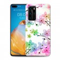 Дизайнерский силиконовый с усиленными углами чехол для Huawei P40 Органические цветы