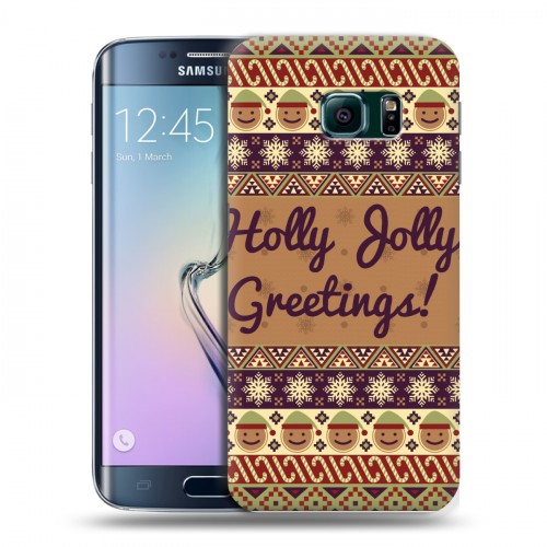 Дизайнерский пластиковый чехол для Samsung Galaxy S6 Edge Рождественный ацтек